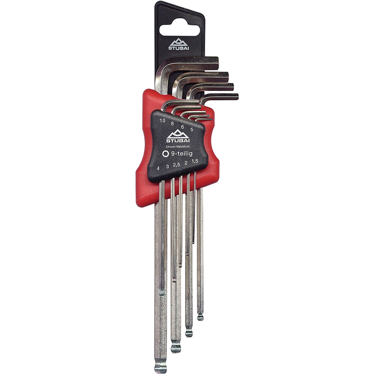 STUBAI Sechskant Stiftschlüssel-Satz 2250 lang Kugelkopf 1.5-10 mm 9-teilig
