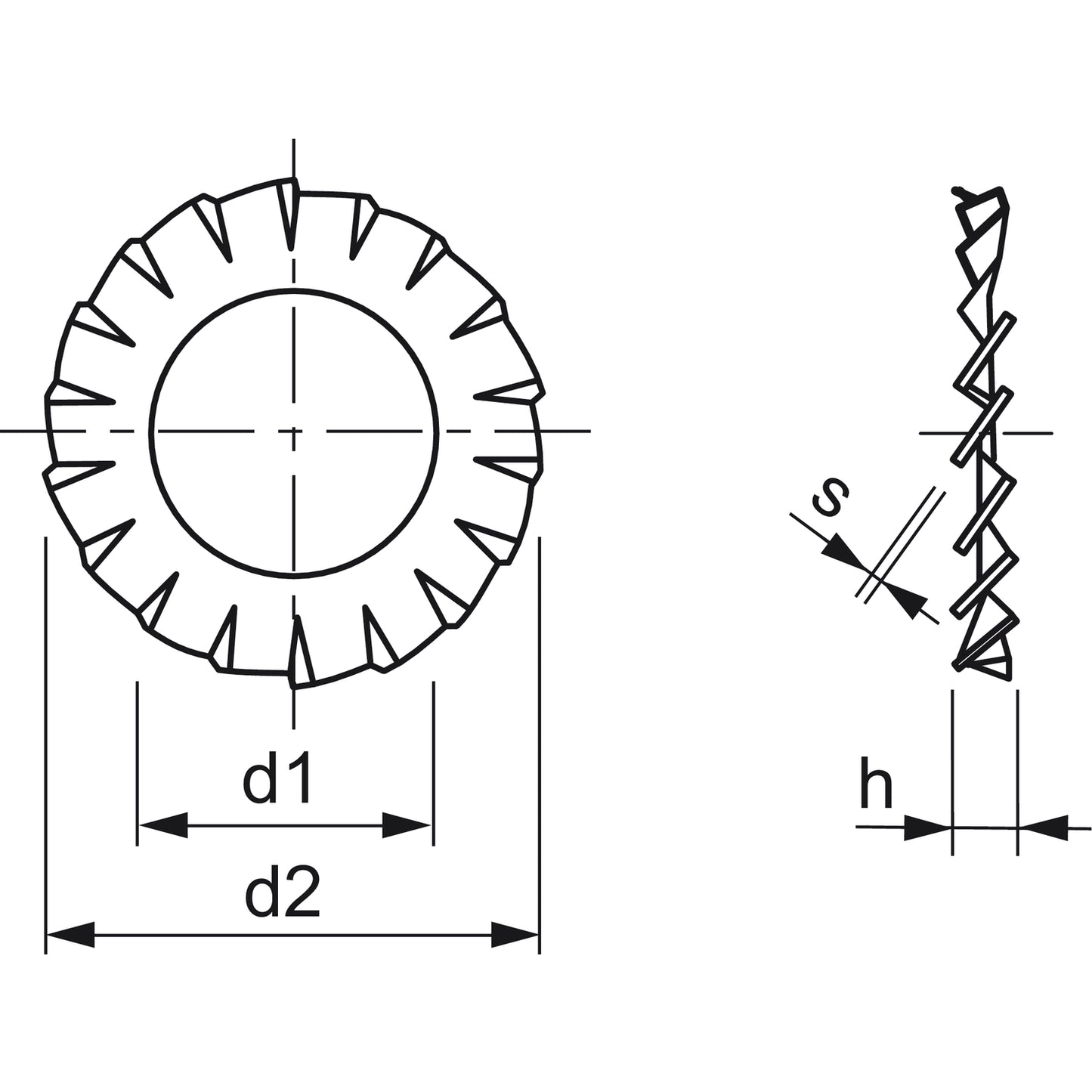 DIN6798A M8 verzinkte Fächerscheiben aussengezahnt - Packung 1000Stk.